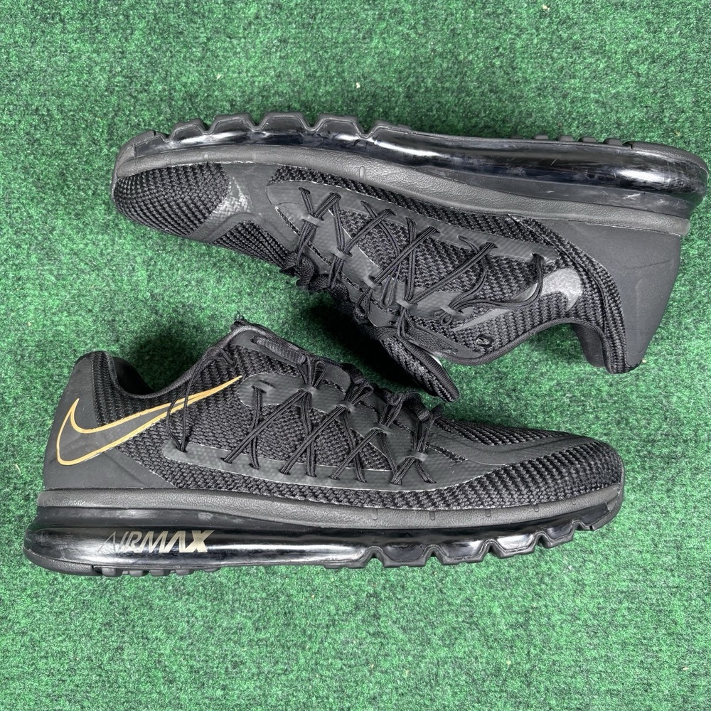 Nike Air Max 2015 Black Metallic Gold Mesh Lace-Up Sneakers DC4111-001 Sz 13